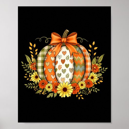 Kürbis-Patchwork-Blume Thanksgiving Herbst Poster (Vorne)