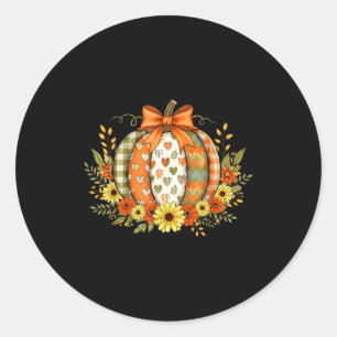Kürbis-Patchwork-Blume Thanksgiving Herbst Runder Aufkleber