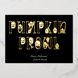 "Kürbis-Patrouille" Halloween-Typografie Folieneinladung