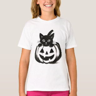 Kürbis-Peek – Halloween-Design mit schwarzer Katze T-Shirt
