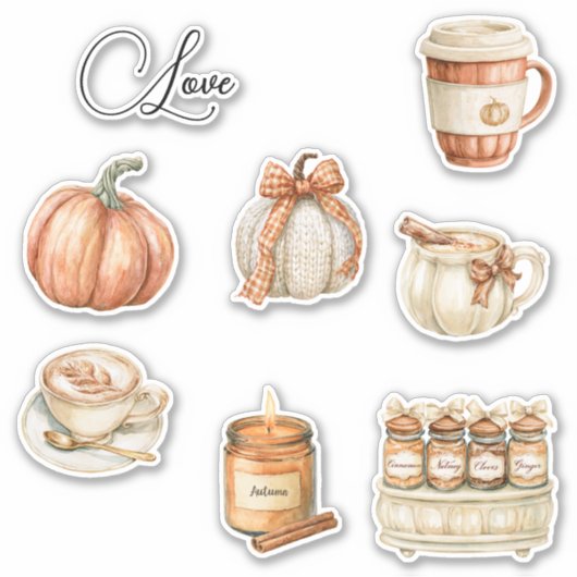 Kürbis-Pfirsich-Latte-Kerze Aufkleber (Vorderseite)