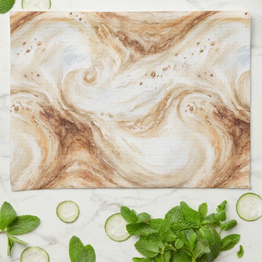Kürbis-Pfirsich-Latte-Swirls Geschirrtuch (Gefaltet)