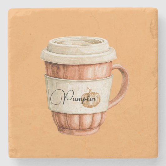 Kürbis-Pfirsich-Latte-Tasse Steinuntersetzer (Vorderseite)