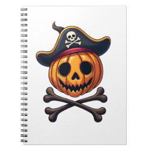 Kürbis-Pirat � Halloween-Totenkopf-Shirt Notizblock