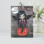 Kürbis Pixie Halloween Postkarte (Stehend Vorderseite)