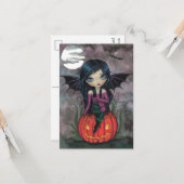 Kürbis Pixie Halloween Postkarte (Vorderseite/Rückseite Beispiel)