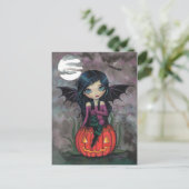 Kürbis-PIxie-Halloween-Postkarte Postkarte (Stehend Vorderseite)
