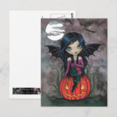 Kürbis-PIxie-Halloween-Postkarte Postkarte (Vorne/Hinten)