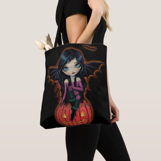 Kürbis Pixie Süße Große Augen Kunstwerk Tasche (Von Nahem)
