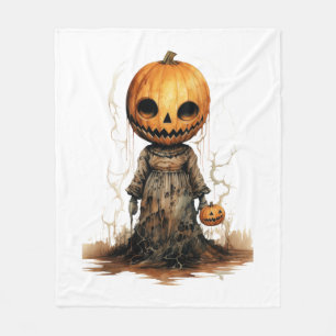 Kürbis-Puppe-Halloween-Aufkleber Fleecedecke