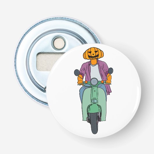 Kürbis-Reiter auf Mint-Scooter Flaschenöffner (Vorderseite)