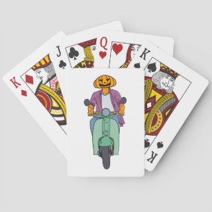 Kürbis-Reiter auf Mint-Scooter Spielkarten