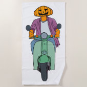 Kürbis-Reiter auf Mint-Scooter Strandtuch (Vorderseite)