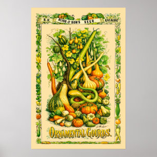 Kürbis Retro Botanische Kunst aus der viktorianisc Poster
