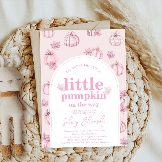 Kürbis-Rosa-Bugkokette Herbstbabydusche Einladung