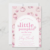 Kürbis-Rosa-Bugkokette Herbstbabydusche Einladung (Vorderseite)