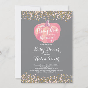 Kürbis-Rosa-Gold-Mädchen-Baby-Shower-Einladung Einladung