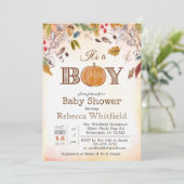 Kürbis-rustikales Blätter-hölzerne Einladung (Stehend Vorderseite)