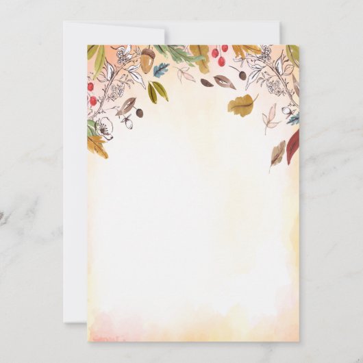 Kürbis-rustikales Blätter-hölzerne Einladung (Rückseite)