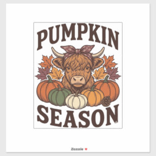 Kürbis-Saison Highland-Kuh Vintage Herbst-Shirt_1 Aufkleber