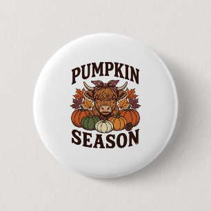 Kürbis-Saison Highland-Kuh Vintage-Herbst-Shirt_1 Button