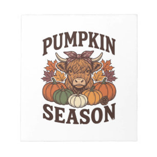 Kürbis-Saison Highland-Kuh Vintage-Herbst-Shirt_1 Notizblock