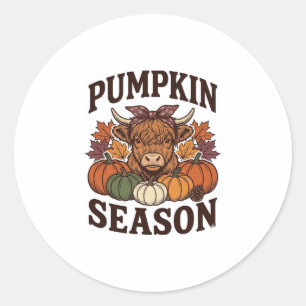 Kürbis-Saison Highland-Kuh Vintage-Herbst-Shirt_1 Runder Aufkleber