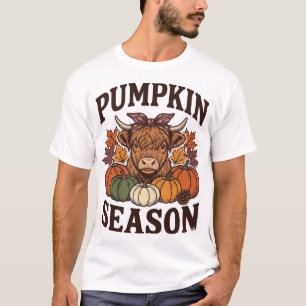 Kürbis-Saison Highland-Kuh Vintage Herbst-Shirt_1 T-Shirt