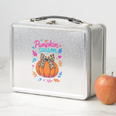 Kürbis-Saison Leopard-Bogen-Design � Cute Herbst-Ä Metall Brotdose (Beispiel)