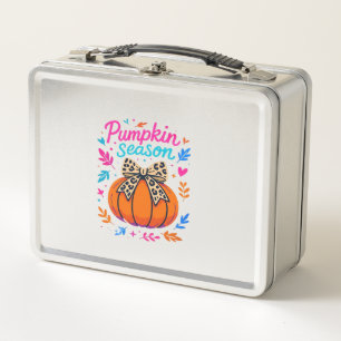 Kürbis-Saison Leopard-Bogen-Design � Cute Herbst-Ä Metall Brotdose