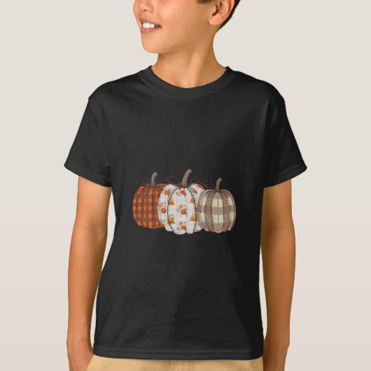 Kürbis-Saison-Patchwork-Thanksgiving-Herbst T-Shirt (Vorderseite)