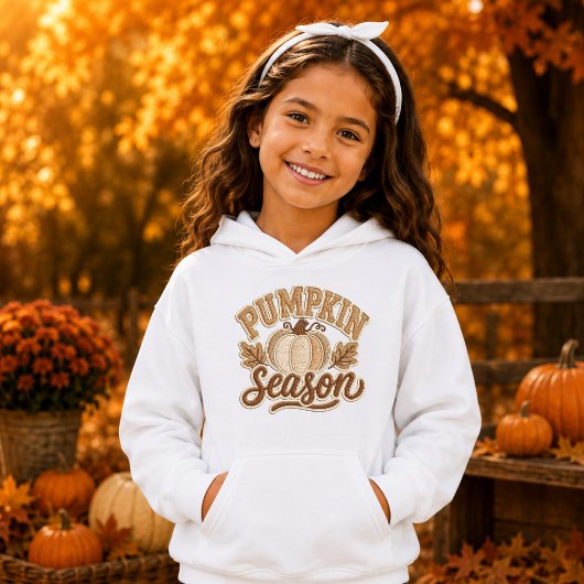 Kürbis-Saison Retro-Varsity-Patch-Design Kinder Hoodie