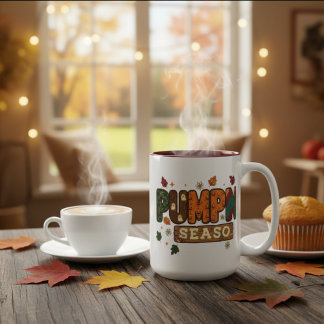 Kürbis-Saison Rustikaler Herbst Gemütliches Ernted Zweifarbige Tasse