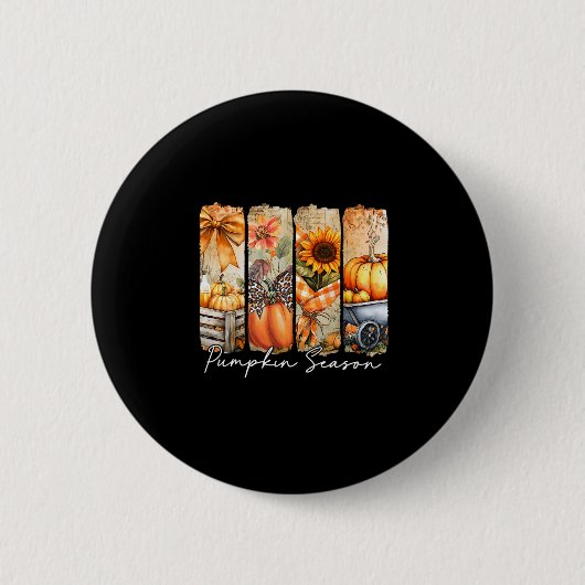 Kürbis-Saison Sonnenblume Erntedankfest Herbst Button (Vorderseite)