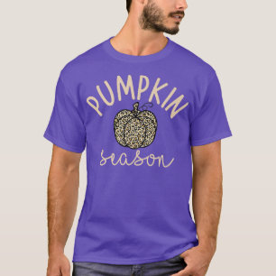 Kürbis-Saison Vintage-Leo-Muster Halloween-Dank T-Shirt