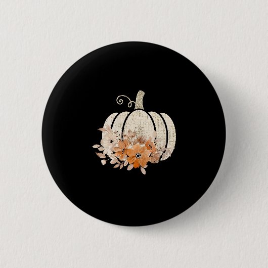Kürbis-Saison Wildblume Erntedankfest Herbst Button (Vorderseite)