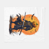 Kürbis-Samurai � Halloween-Krieger T-Shirt Fleecedecke (Vorderseite (Horizontal))
