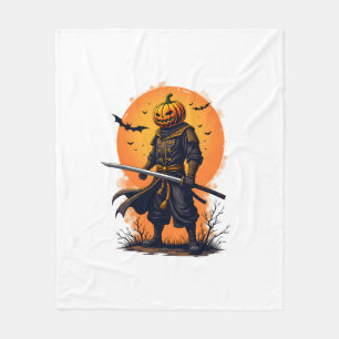 Kürbis-Samurai � Halloween-Krieger-T-Shirt Fleecedecke