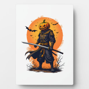 Kürbis-Samurai � Halloween-Krieger-T-Shirt Fotoplatte