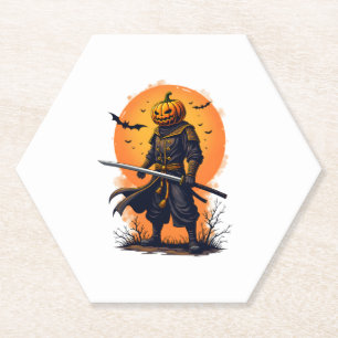 Kürbis-Samurai � Halloween-Krieger T-Shirt Untersetzer