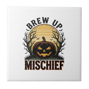 Kürbis-Schabernack-Shirt Vintage-Halloween-Grafik_ Fliese