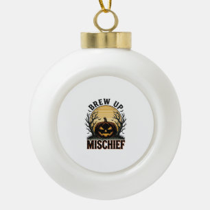 Kürbis-Schabernack-Shirt Vintage-Halloween-Grafik_ Keramik Kugel-Ornament