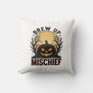 Kürbis-Schabernack-Shirt Vintage-Halloween-Grafik_ Kissen