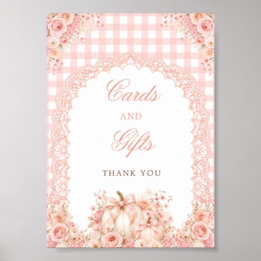 Kürbis-Schleife-Blumenkarten & Geschenke-Tischschi Poster (Vorne)
