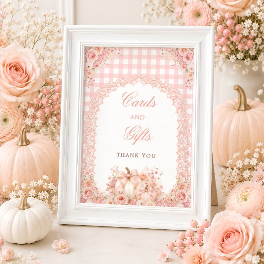 Kürbis-Schleife-Blumenkarten & Geschenke-Tischschi Poster