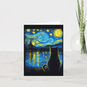 Kürbis Schwarze Katze Halloween Van Gogh Sternenna Karte