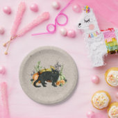 Kürbis Schwarze Katze Herbst Pappteller (Party)