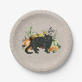 Kürbis Schwarze Katze Herbst Pappteller (Vorderseite)