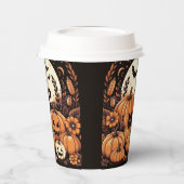 Kürbis, Schwarze Katzen, Fledermäuse und Vollmond Pappbecher (Links)