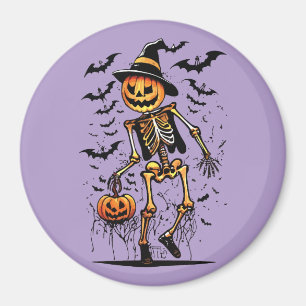 Kürbis-Skelett-Halloween-Kunst Magnet